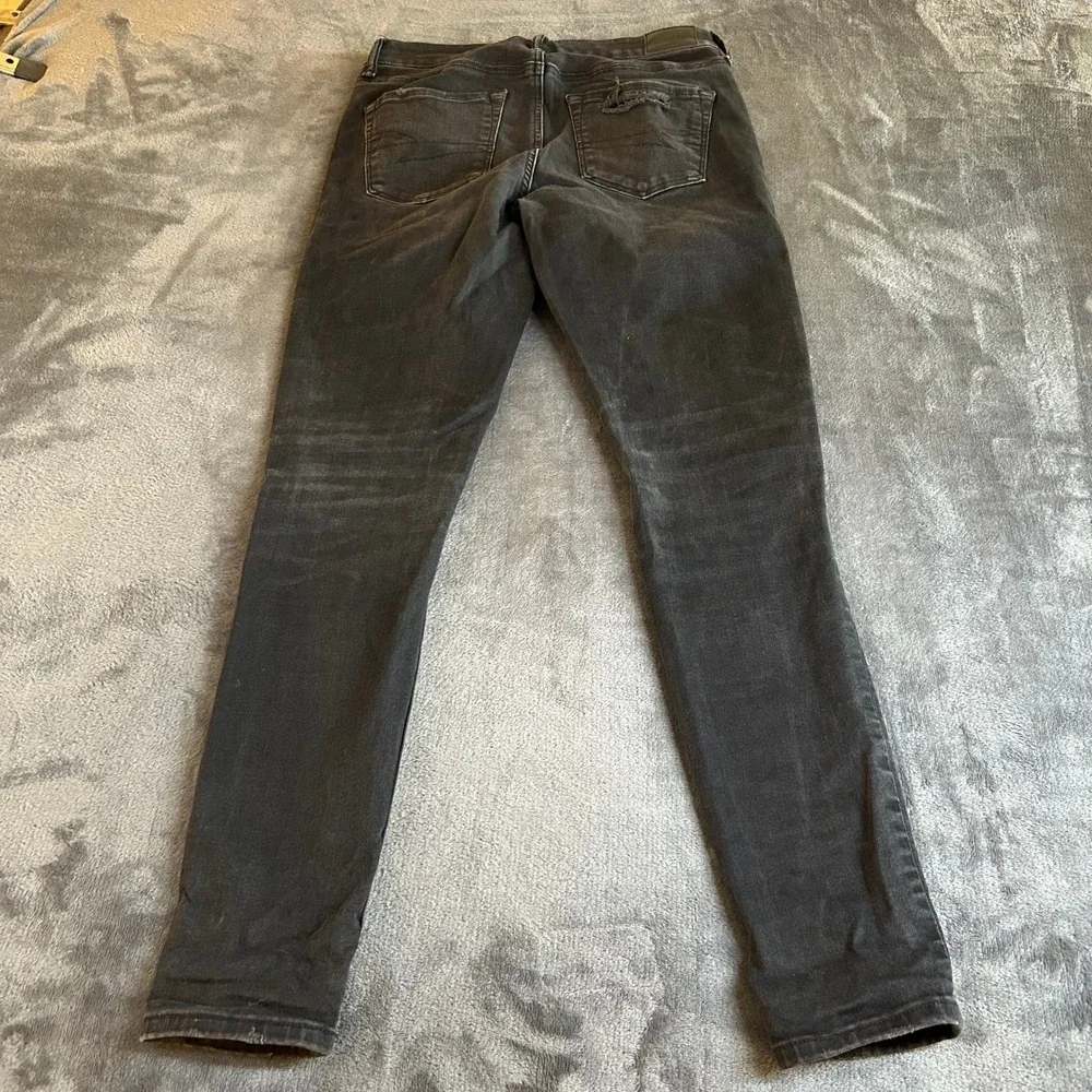 American Eagle Jeans Jeggings Black Wash Distressed Denim Pants‎ Womens size 6